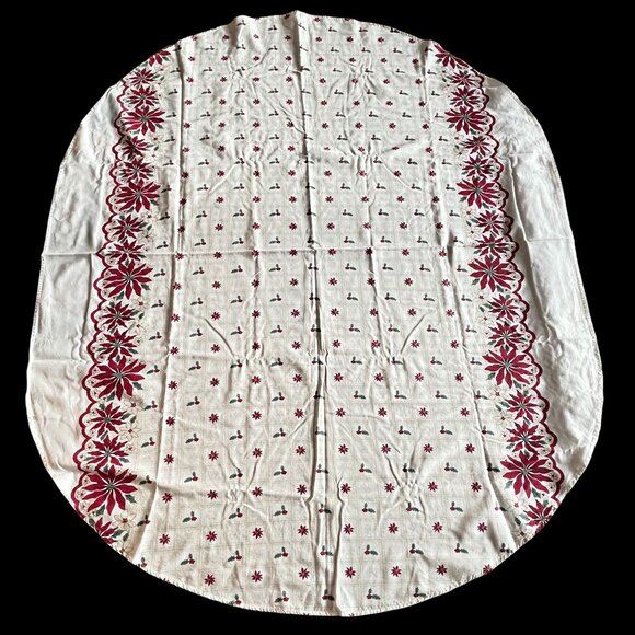 Martha Stewart Oval Christmas Tablecloth // Vintage-Style Cotton - Picture 1 of 2